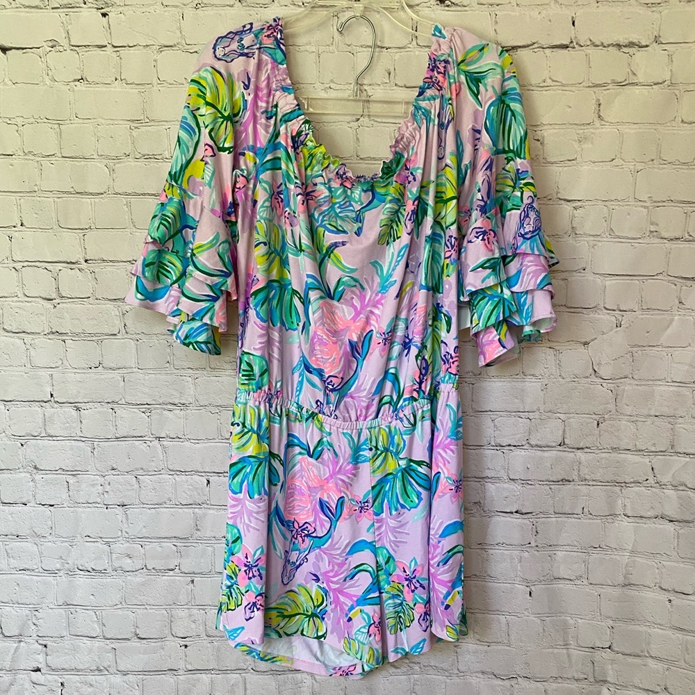 Lilly Pulitzer Calla Romper Amethyst Tint Mermaid in The Shade Size XL